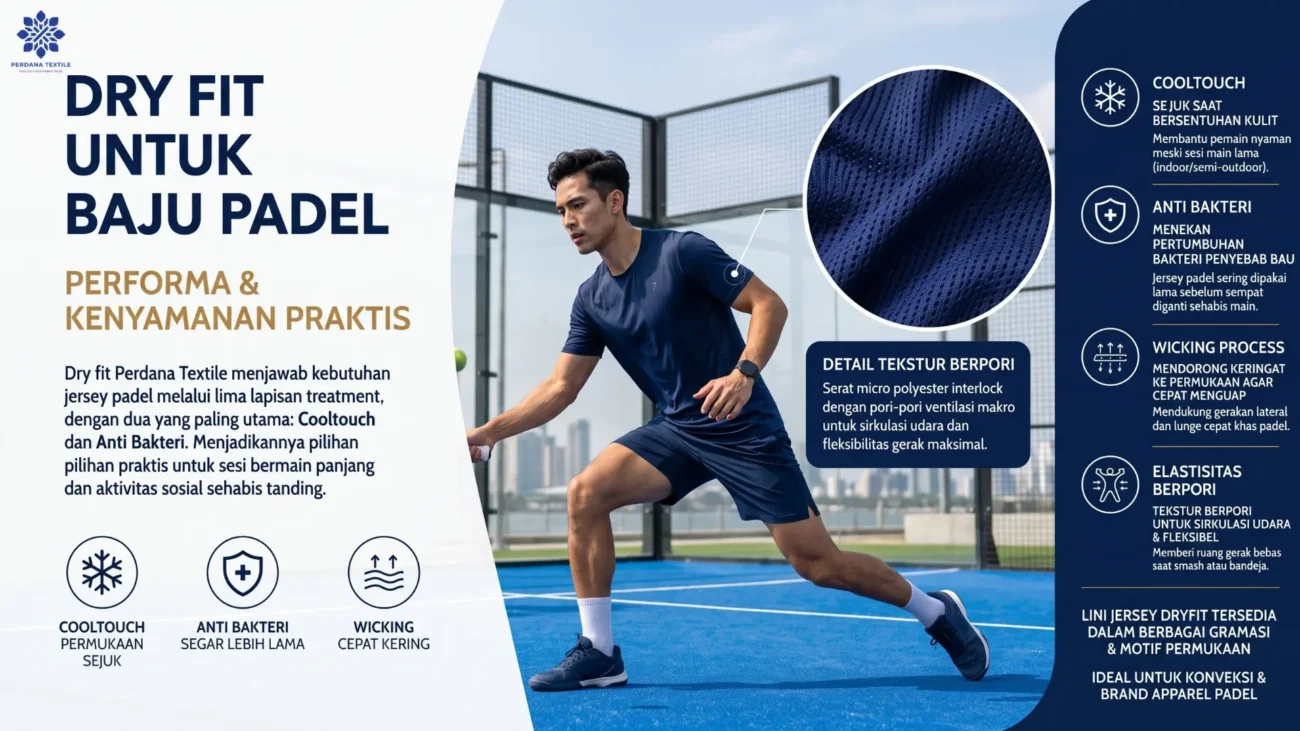 Dry Fit Perdana Textile untuk Baju Padel