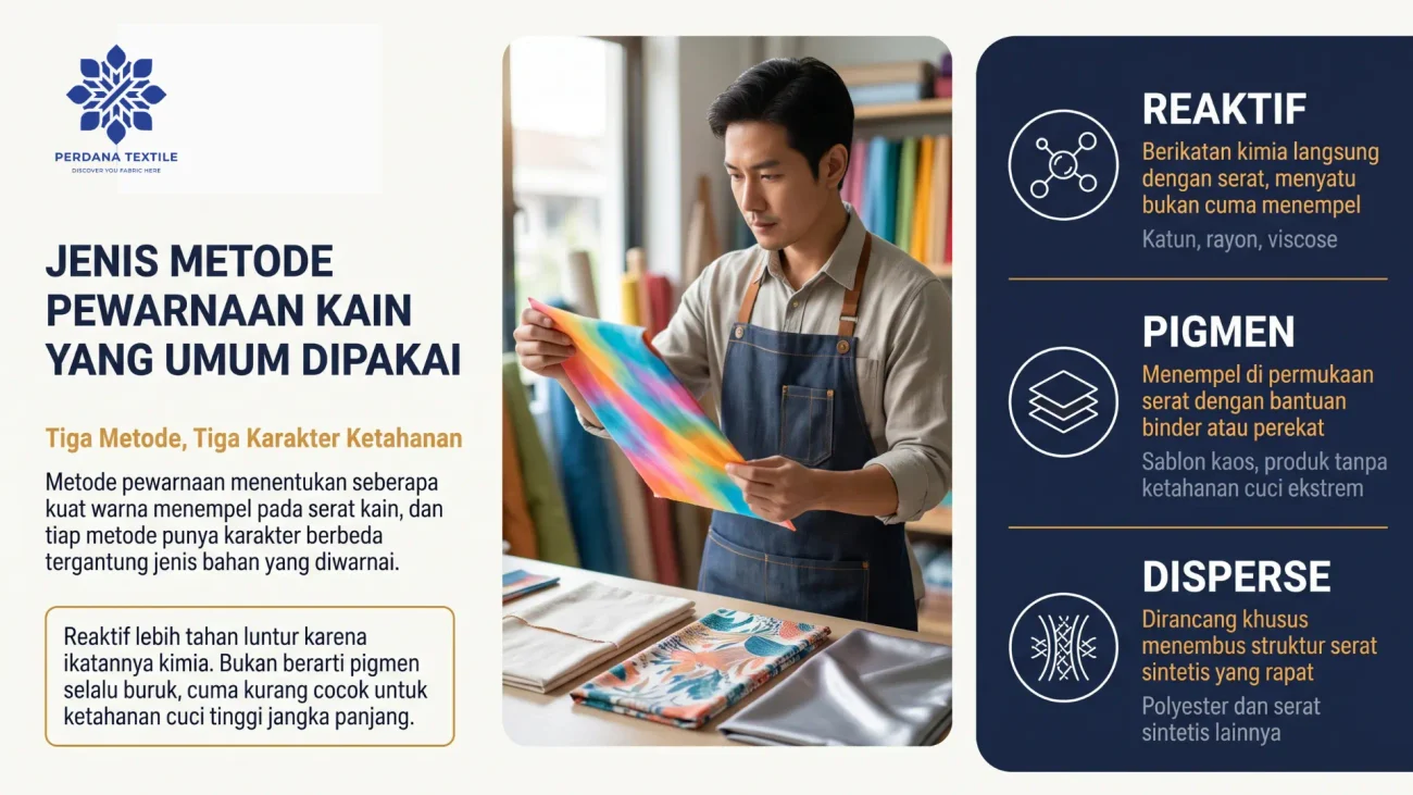 Jenis Metode Pewarnaan Kain yang Umum Dipakai