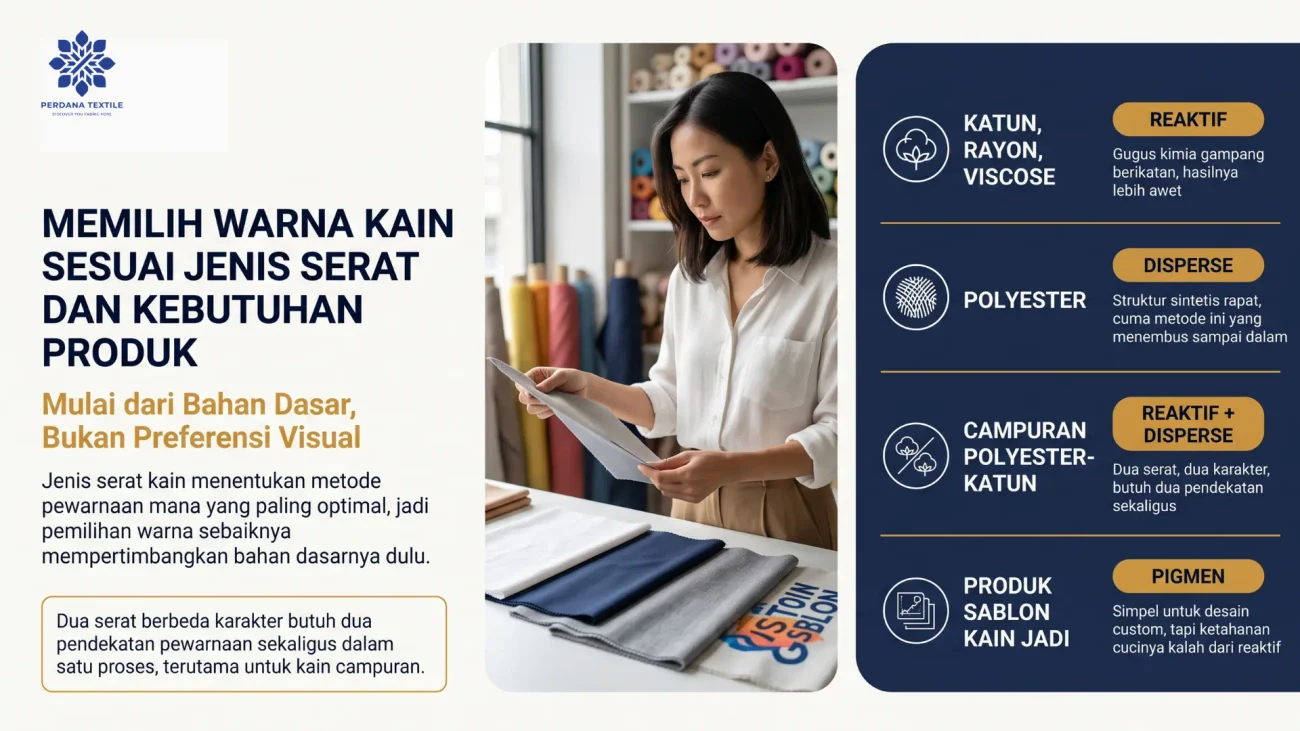 Memilih Warna Kain Sesuai Jenis Serat dan Kebutuhan Produk