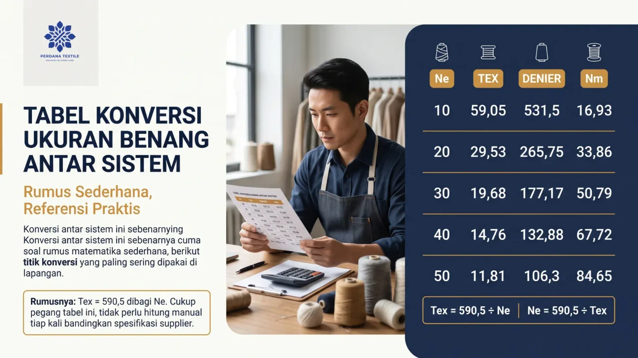 Tabel Konversi Ukuran Benang antar Sistem