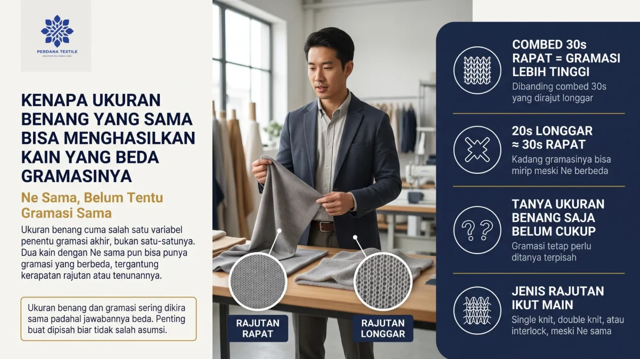 Kenapa Ukuran Benang yang Sama Bisa Menghasilkan Kain yang Beda Gramasinya