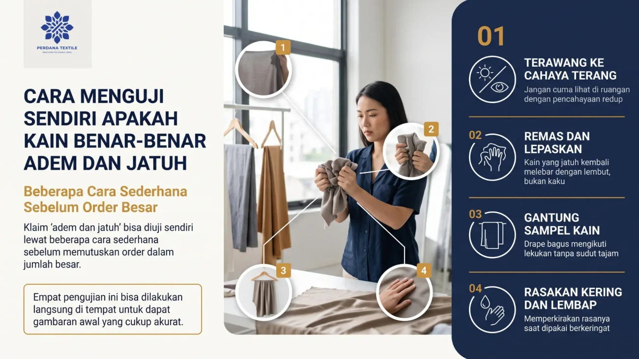 Cara Menguji Sendiri Apakah Kain Benar-Benar Adem dan Jatuh