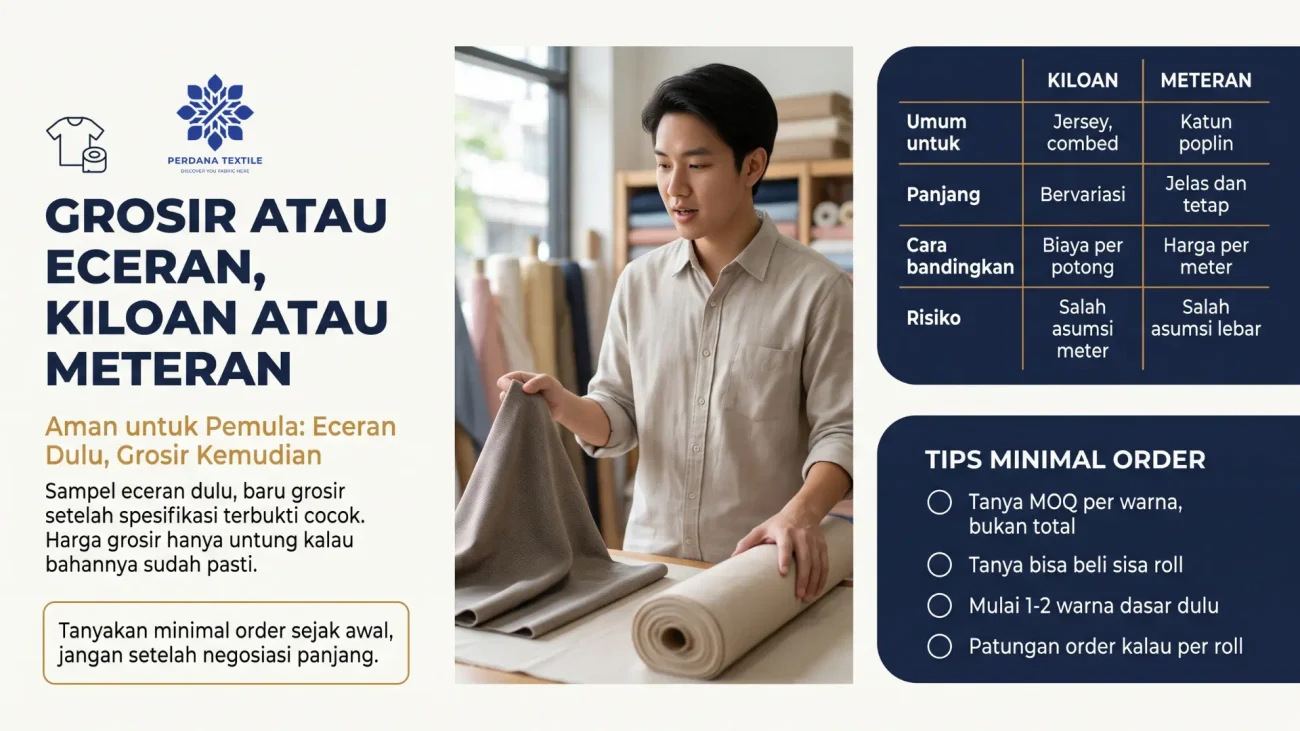 Beli Kain Grosir atau Eceran untuk Konveksi Pemula