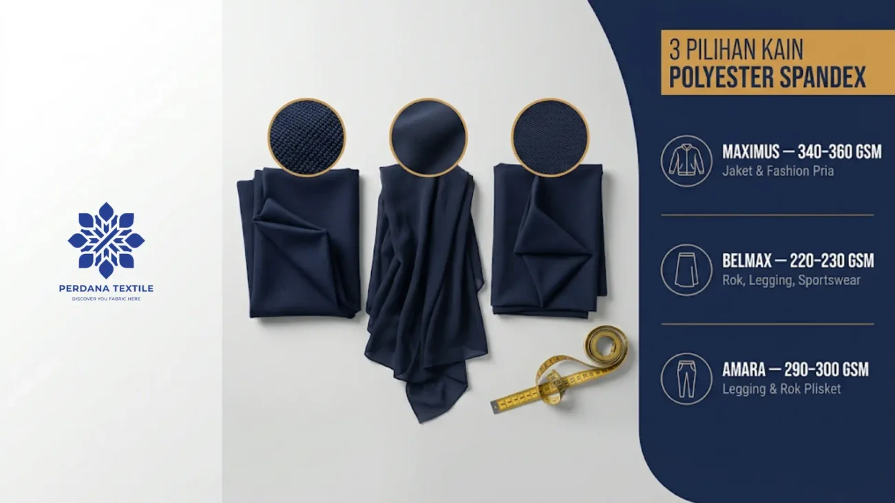 Mengenal Maximus, Belmax, dan Amara: Tiga Pilihan Kain Polyester Spandex Perdana Textile