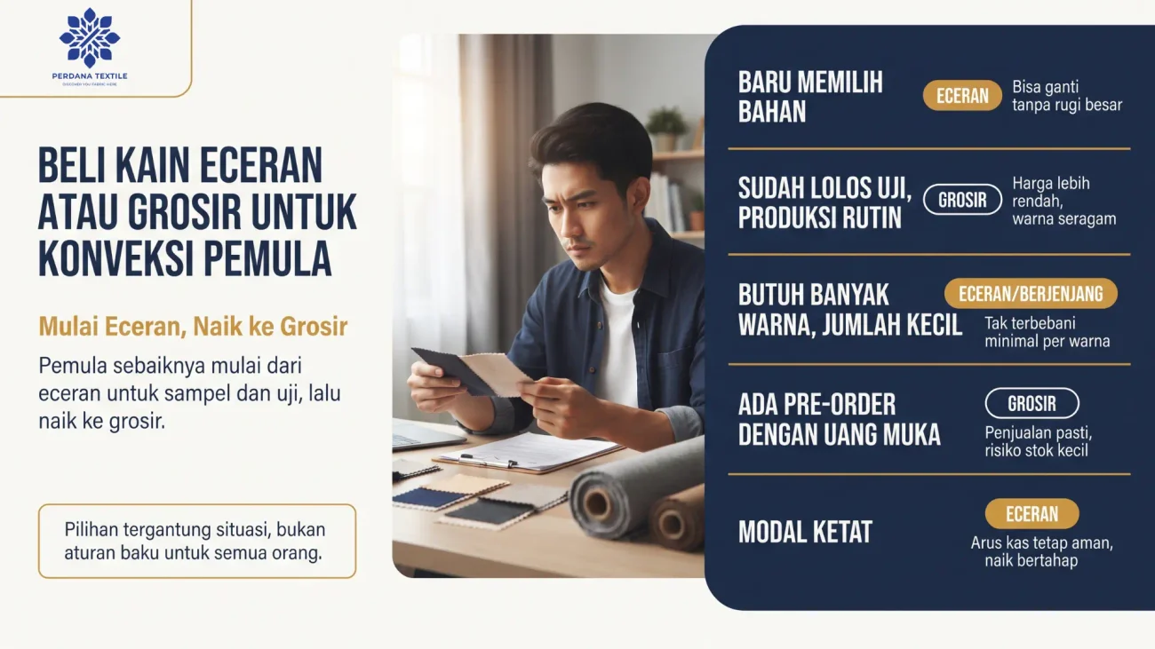Beli Kain Eceran atau Grosir untuk Konveksi Pemula