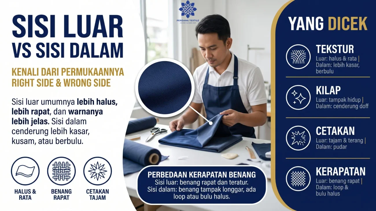 Cara Mengenali Sisi Luar dan Dalam Kain dari Permukaannya