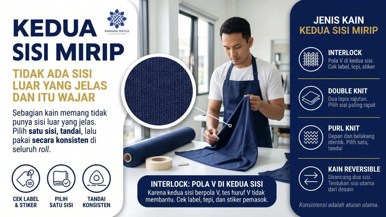 Cara Membedakan Sisi Luar dan Dalam Kain yang Kedua Sisinya Mirip