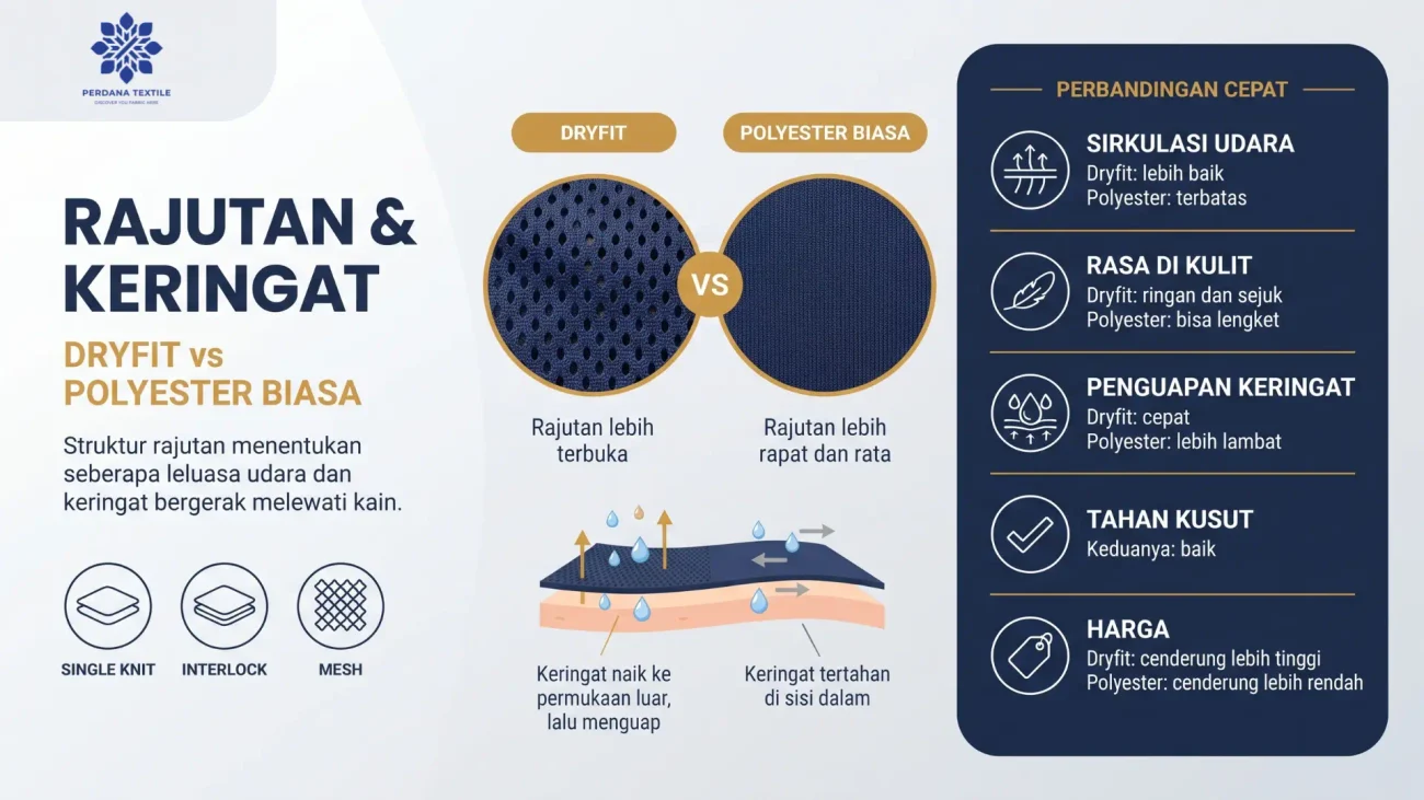 Perbedaan Dryfit dan Polyester dari Struktur Rajutan dan Serat