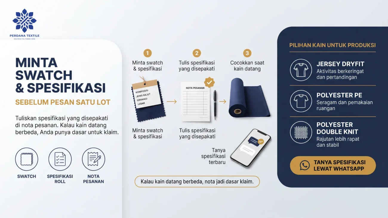 Minta Swatch dan Spesifikasi Roll Sebelum Memesan Satu Lot