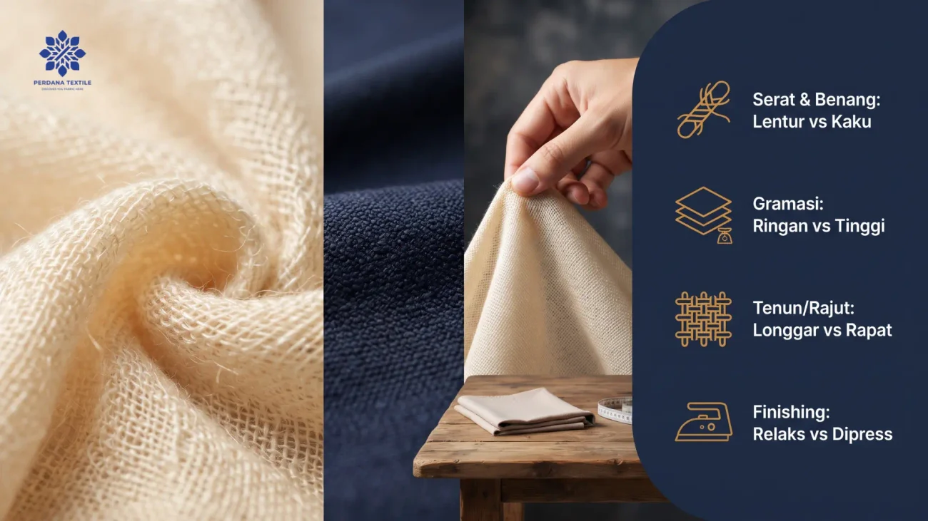 Perbedaan Kain Flowy dan Structured dari Serat, Gramasi, dan Struktur Kain