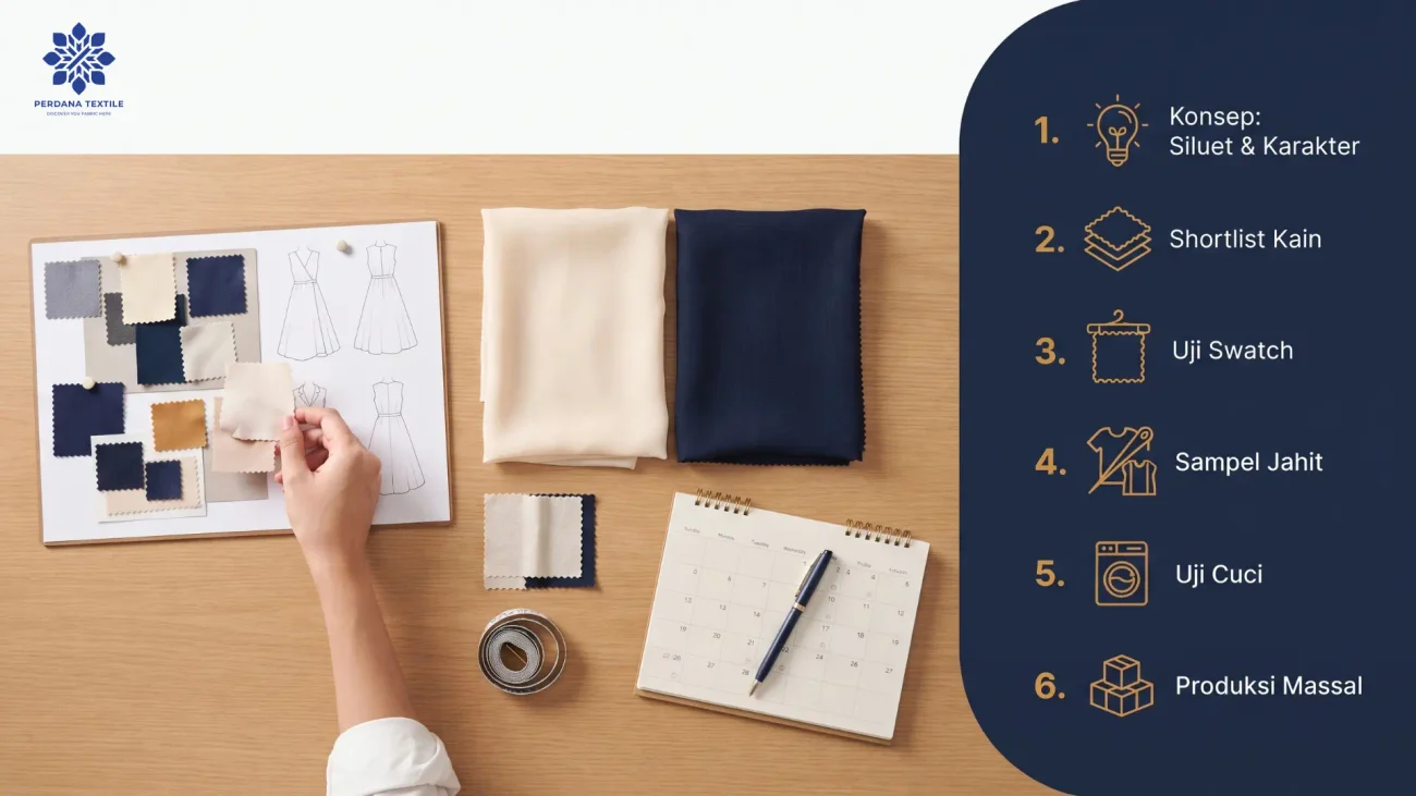 Alur Perencanaan Koleksi dengan Kain Flowy dan Structured
