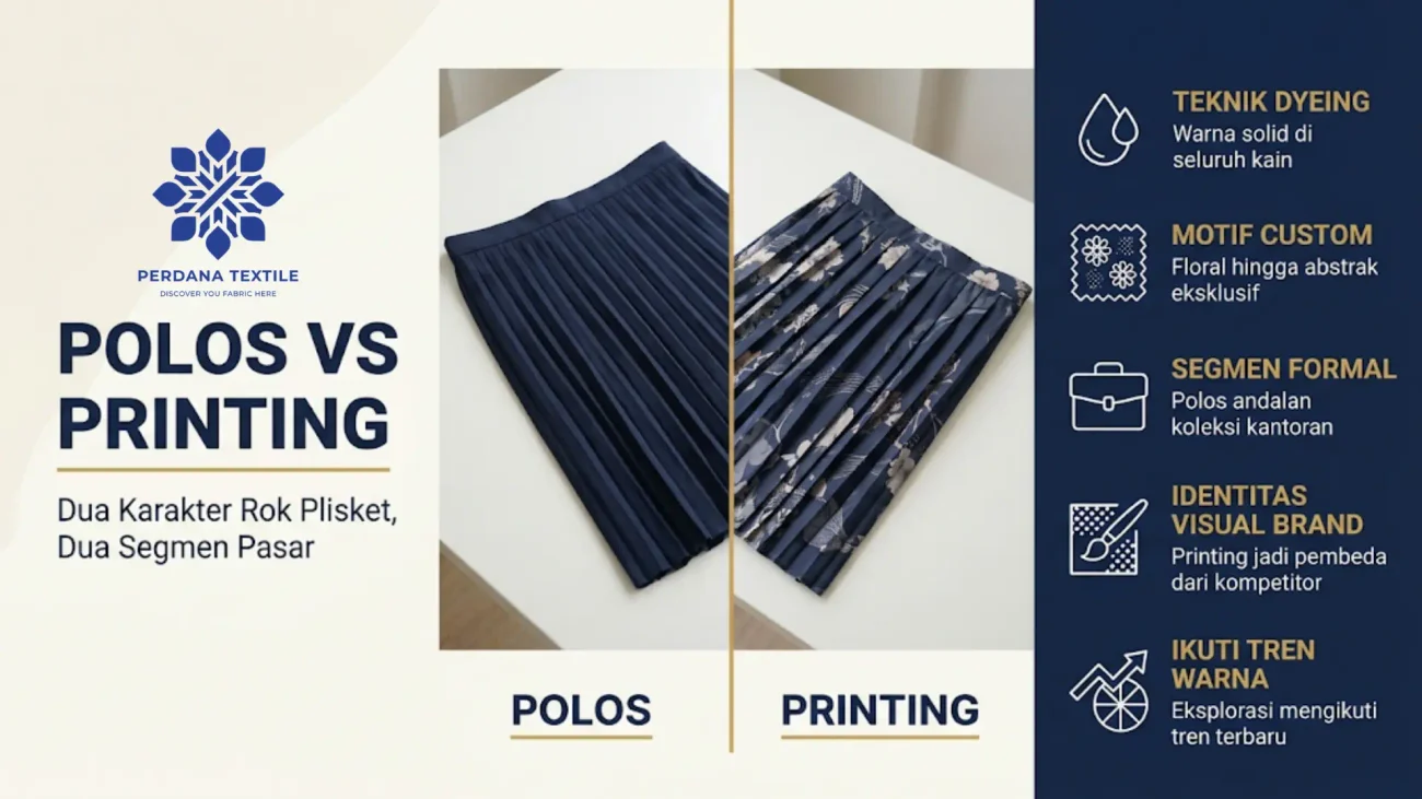 Rok Plisket Polos vs Rok Plisket Printing, Apa Bedanya?