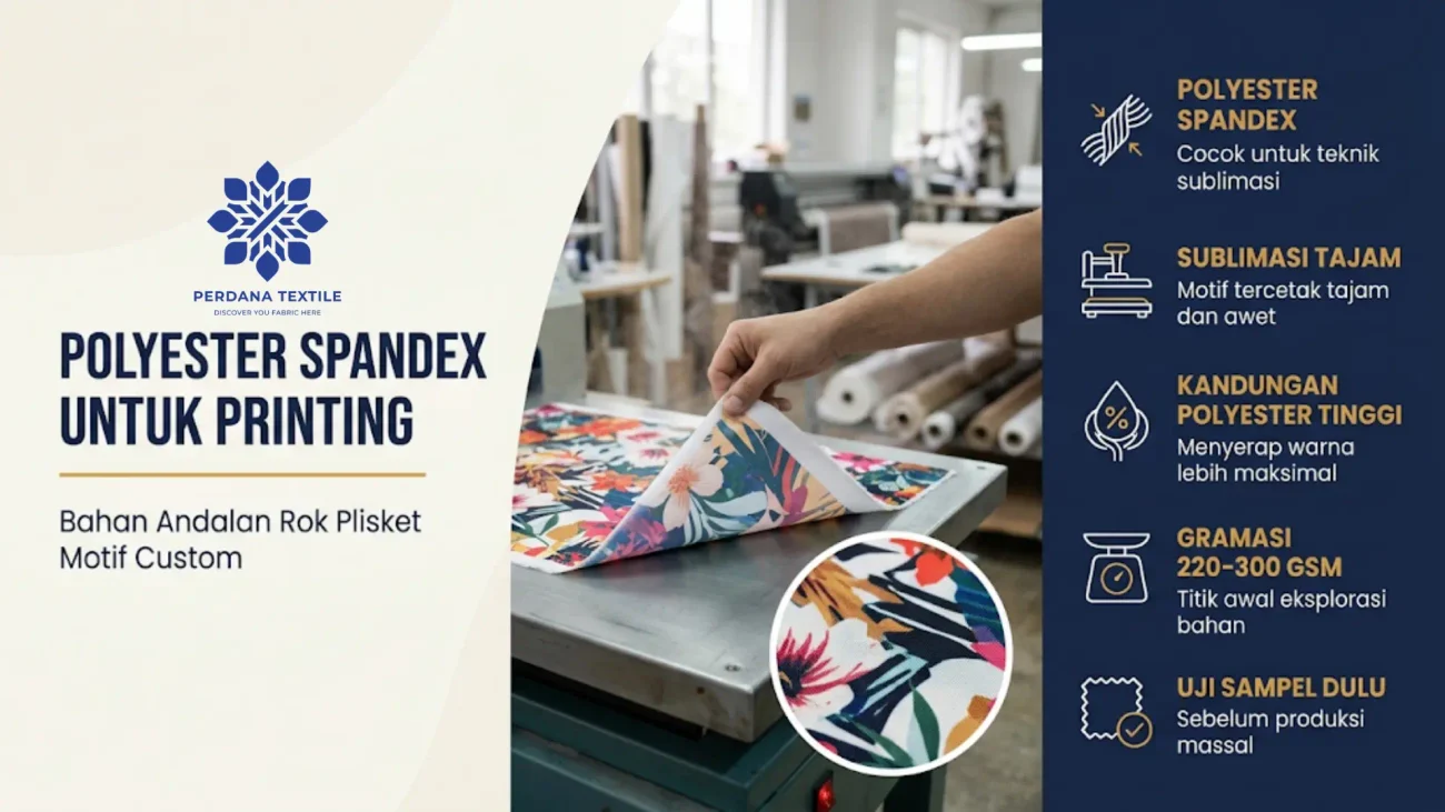 Kain Polyester Spandex untuk Rok Plisket Printing