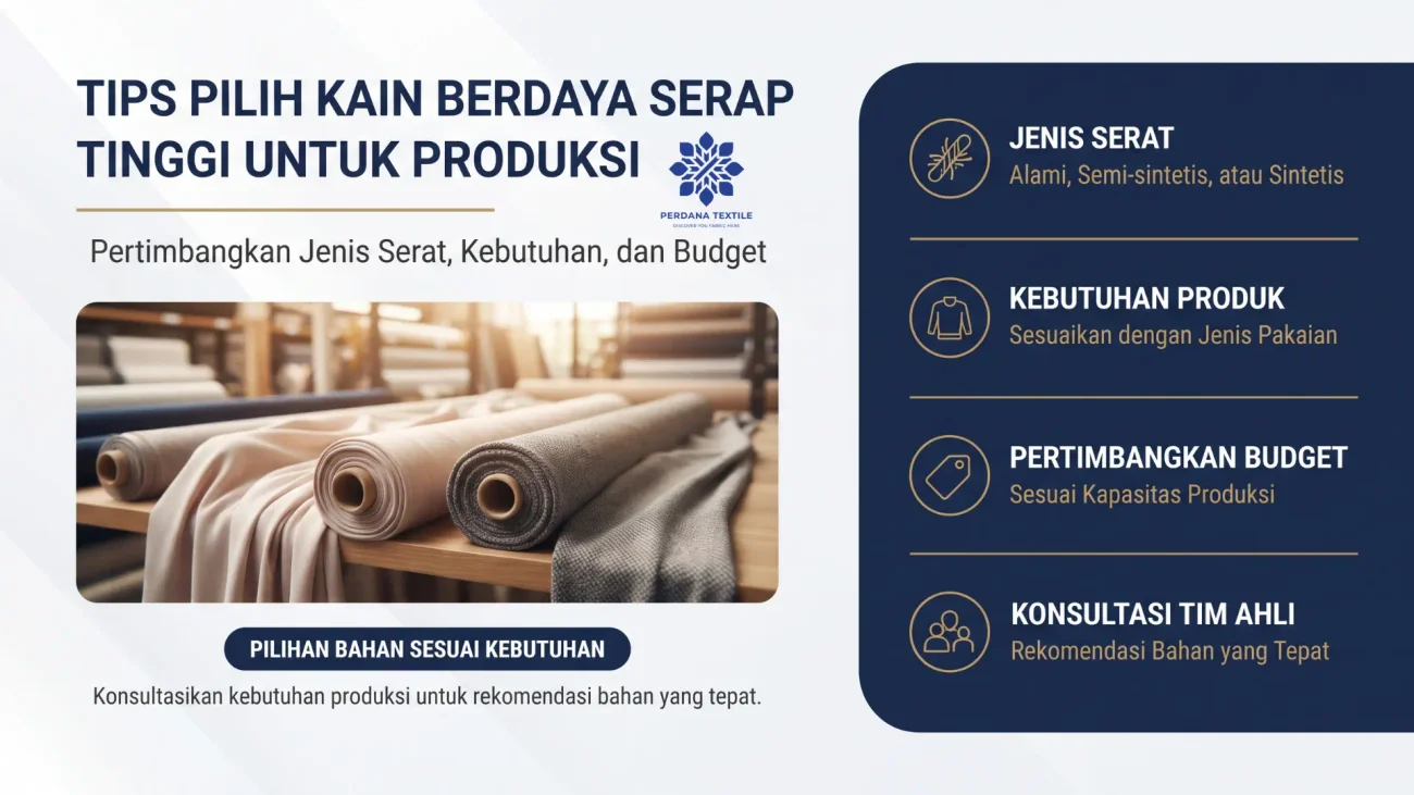 Tips Pilih Kain Berdaya Serap Tinggi di Perdana Textile